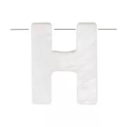 Perla lettera alfabeto in madreperla 10x8 mm - H - Naturale x1