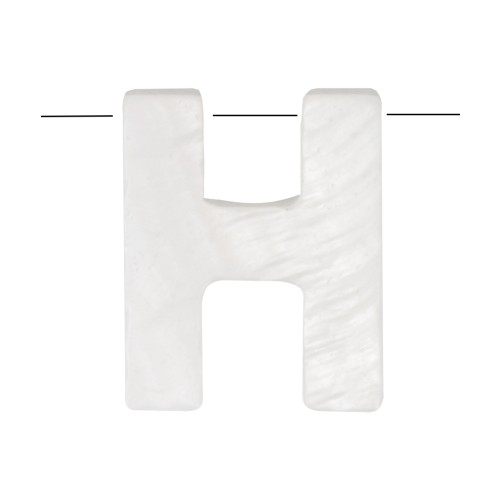 Perla lettera alfabeto in madreperla 10x8 mm - H - Naturale x1