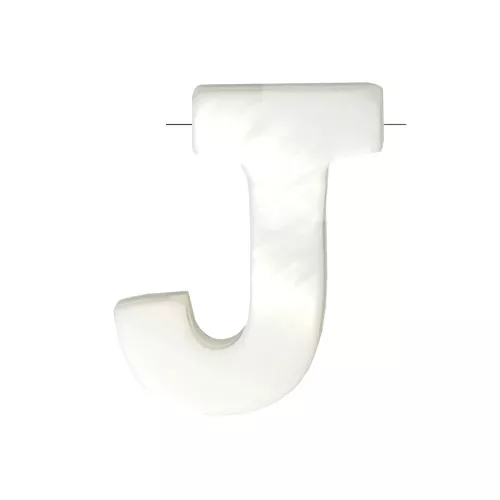 Perla lettera alfabeto in madreperla 9x8 mm - J - Naturale x1