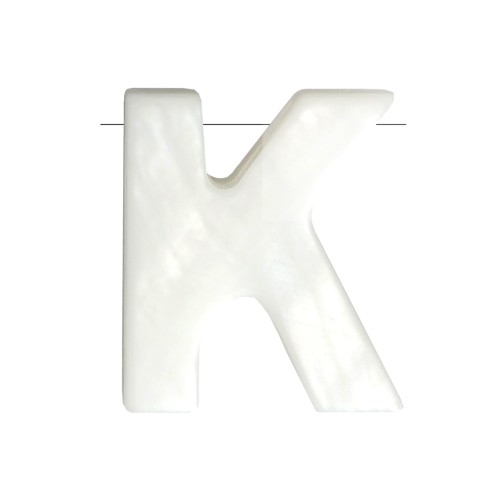 Perla lettera alfabeto in madreperla 10x8.5 mm - K - Naturale x1