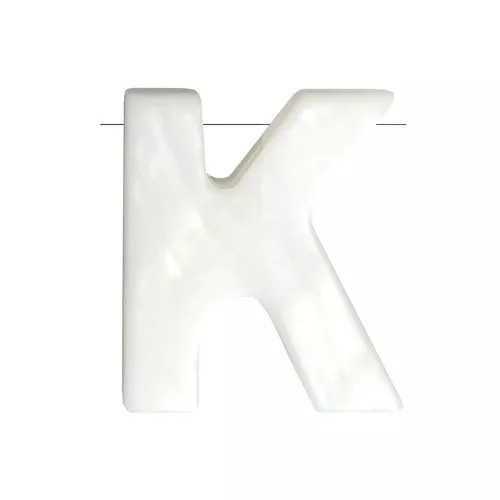 Perla lettera alfabeto in madreperla 10x8.5 mm - K - Naturale x1