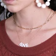 Perla lettera alfabeto in madreperla 10x8.5 mm - K - Naturale x1