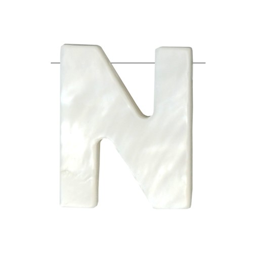 Perla lettera alfabeto in madreperla 9.5x8 mm - N - Naturale x1