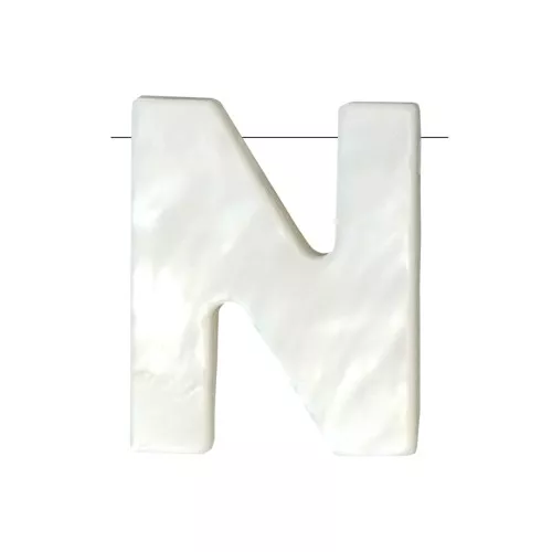 Perla lettera alfabeto in madreperla 9.5x8 mm - N - Naturale x1