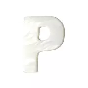 Perla lettera alfabeto in madreperla 9x8 mm - P - Naturale x1