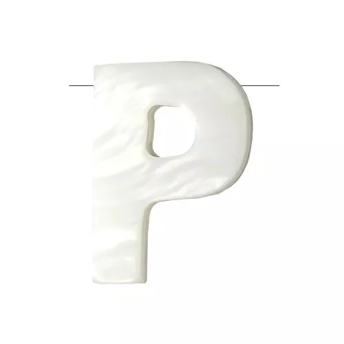 Perla lettera alfabeto in madreperla 9x8 mm - P - Naturale x1