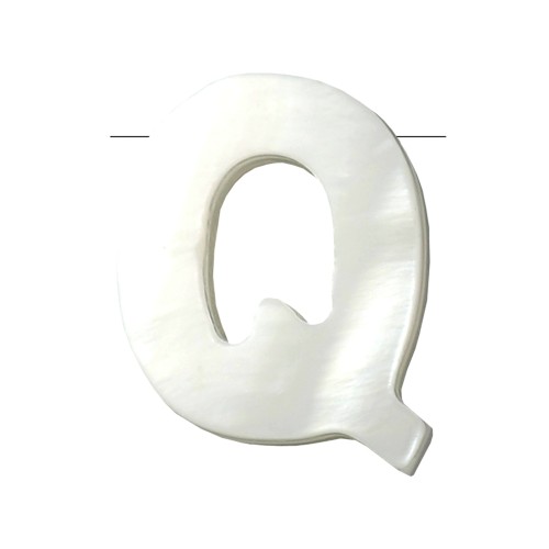 Perla lettera alfabeto in madreperla 10x8.5 mm - Q - Naturale x1
