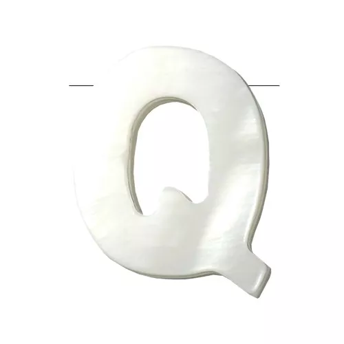 Perla lettera alfabeto in madreperla 10x8.5 mm - Q - Naturale x1
