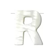 Perla lettera alfabeto in madreperla 10x8 mm - R - Naturale x1
