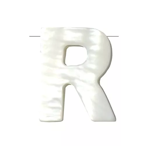Perla lettera alfabeto in madreperla 10x8 mm - R - Naturale x1