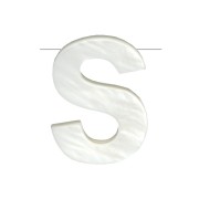 Perla lettera alfabeto in madreperla 10x8 mm - S - Naturale x1