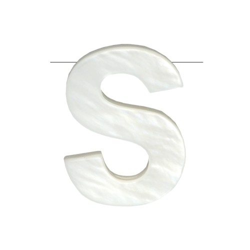 Perla lettera alfabeto in madreperla 10x8 mm - S - Naturale x1