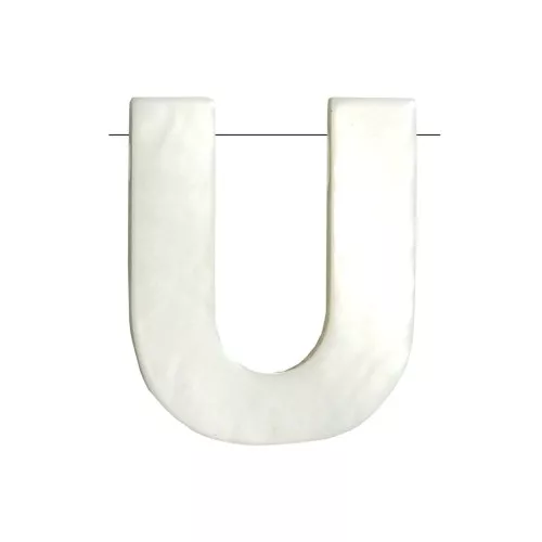 Perla lettera alfabeto in madreperla 10x8 mm - U - Naturale x1