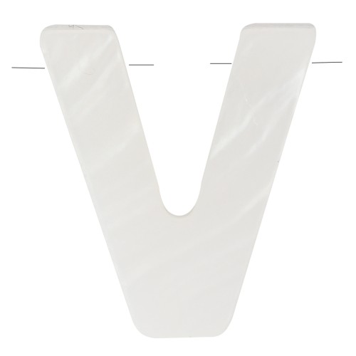 Lettera alfabetica in perla 10x9 mm - V - Madreperla - Naturale x1