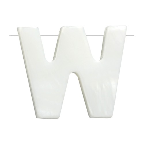 Perla lettera alfabeto in madreperla 10x11.5 mm - W - Naturale x1