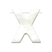 Perla lettera alfabeto in madreperla 10x9 mm - X - Naturale x1