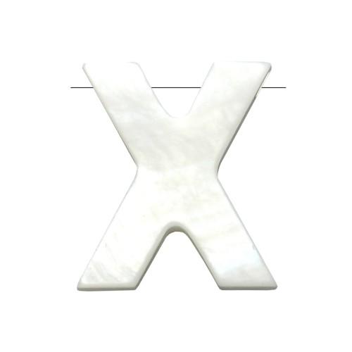 Perla lettera alfabeto in madreperla 10x9 mm - X - Naturale x1