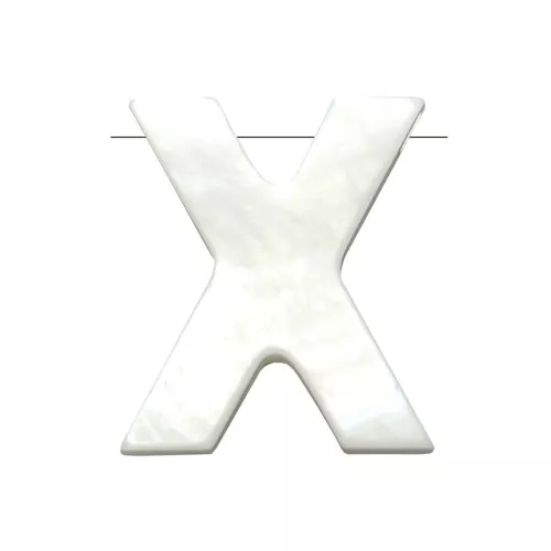Perla lettera alfabeto in madreperla 10x9 mm - X - Naturale x1