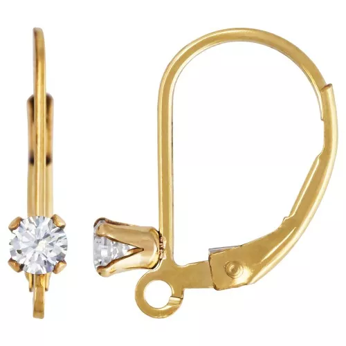 Monachelle con anello aperto 16 mm con 1 Ossido di zirconio - Gold filled - Cristallo x2