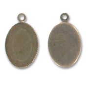 Castone pendente ovale retro piatto mm. 25x18 bronzo|raw }}