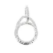 Pendente con castone diamantato 10x8mm per cabochon 6 mm - Argento 925 x1