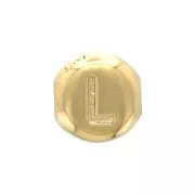 Perla lettera alfabeto tonda 6 mm - L - Placcato oro 3 micron x1