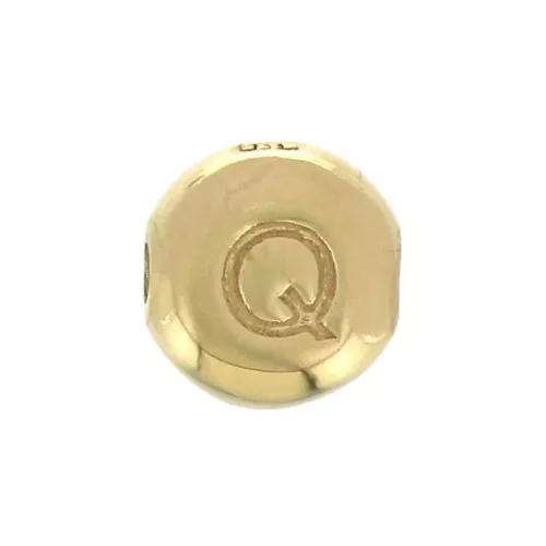 Perla lettera alfabeto tonda 6 mm - Q - Placcato oro 3 micron x1
