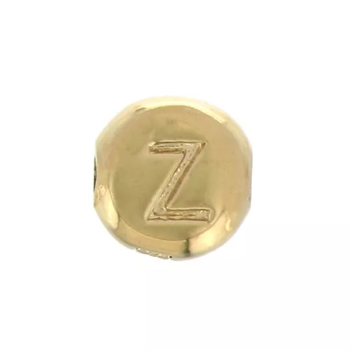 Perla lettera alfabeto tonda 6 mm - Z - Placcato oro 3 micron x1