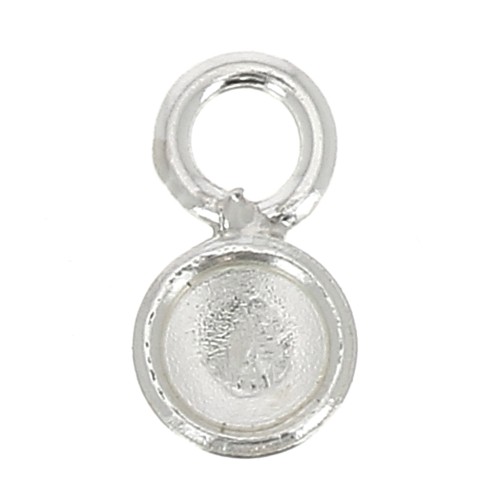 Mini pendente tondo per cabochon fondo piatto 4 mm - Argento 925 x1