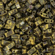Miyuki Half Tila Beads 5x2.3x1.9mm HTL-4519 - Opaque Dark Yellow Picasso x10g|raw }}