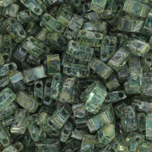 Miyuki Half Tila Beads 5x2.3x1.9mm HTL-4506 - Transparent Sea Foam Picasso x10g