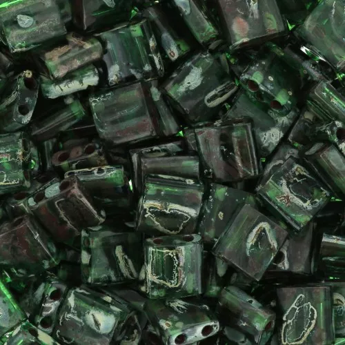 Miyuki Tila Beads 5x5x1.9 mm TL-4507 - Transparent Green Picasso x10g
