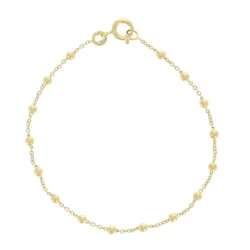 Bracciale maglia forzatina alternata palle 2.5mm(1x1)Placcato oro 3 micron x17 cm