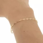 Catena maglia Forzatina ovale limata 2.2 mm - Placcato Oro 3 micron x50cm