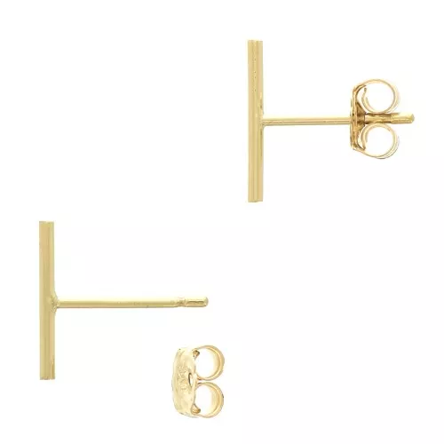Chiodi di orecchie a barra forma T 10mm in Gold filled x2