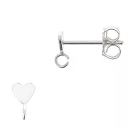 Chiodi di orecchie cuore 3.5 mm con anello aperto - Argento 925 x2