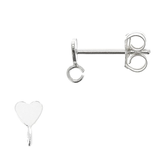 Chiodi di orecchie cuore 3.5 mm con anello aperto - Argento 925 x2