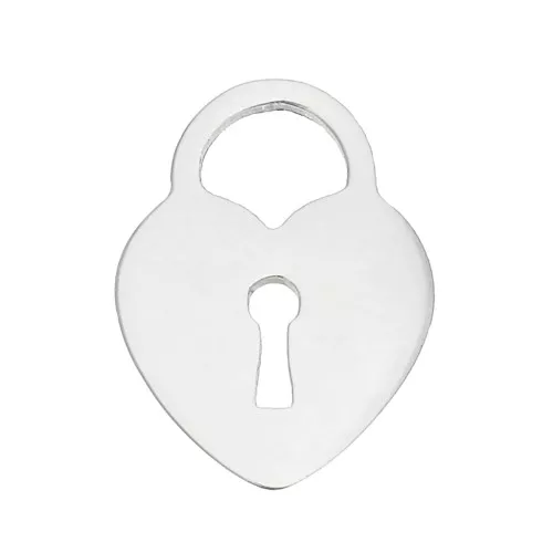 Ciondolo lucchetto cuore 12x9 mm - Acciaio inossidabile x1