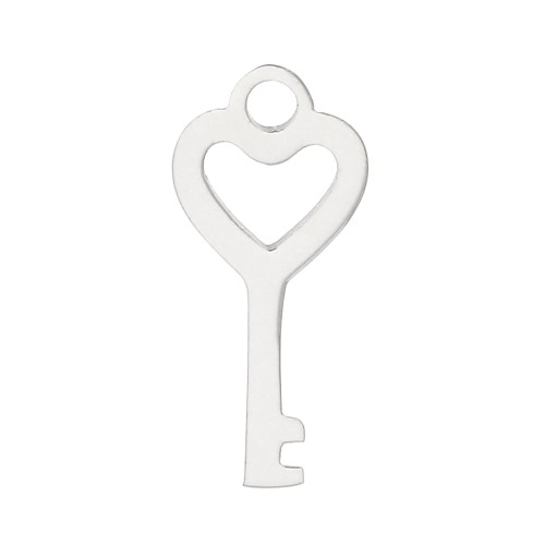 Ciondolo chiave cuore 13x6 mm - Acciaio inossidabile x1