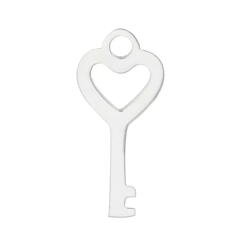 Ciondolo chiave cuore 13x6 mm - Acciaio inossidabile x1