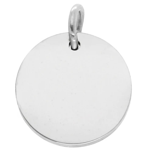 Ciondolo rotondo a incisione liscia 12 mm con anello aperto - Acciaio inossidabile 316L x1