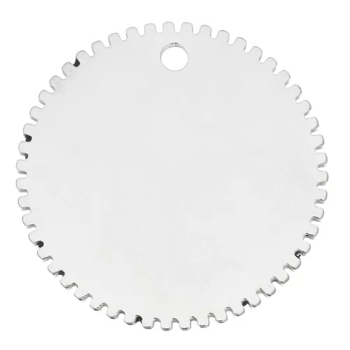 Pendente tondo a denti 20 mm da incidere - Acciaio inossidabile x1
