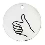 Pendente tondo pollice 25 mm - Acciaio inossidabile 316L x1