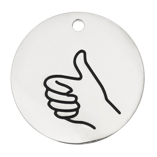 Pendente tondo pollice 25 mm - Acciaio inossidabile 316L x1