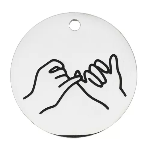 Pendente tondo promessa 25 mm - Acciaio inossidabile 316L x1