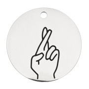 Pendente tondo dita inccrciate 25 mm - Acciaio inossidabile 316L x1