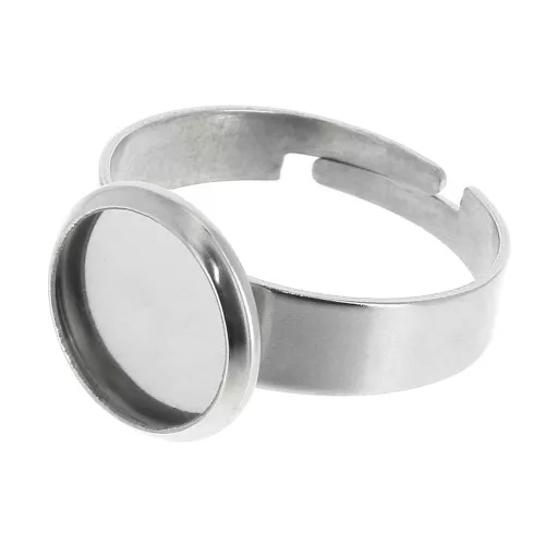 Anello per cabochon base piatta 10 mm in acciaio inossidabile x1