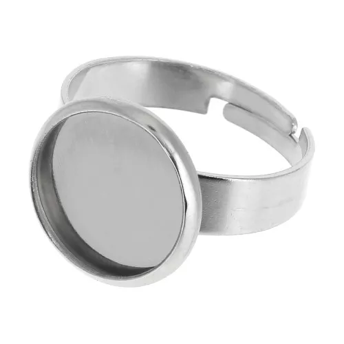 Anello per cabochon base piatta 12 mm in acciaio inossidabile x1