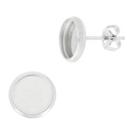 Chiodi di orecchie per cabochon base piatta 8 mm -Acciaio inossidabile x2