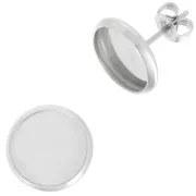 Chiodi di orecchie per cabochon base piatta 10 mm - Acciaio inossidabile x2